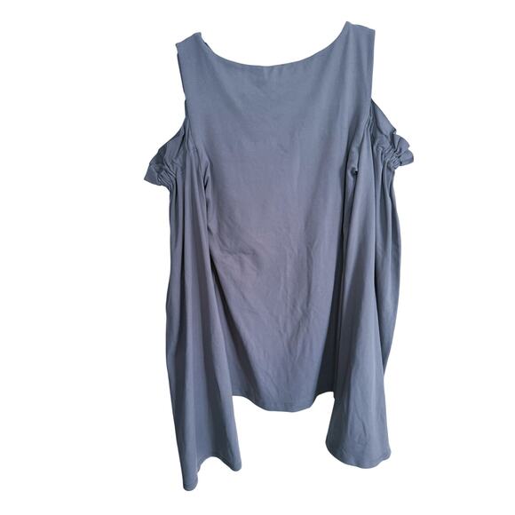 NWT Susana Monaco Quiet Luxury Flare Sleeve Cold Shoulder Top Small Gray Y2K - Picture 3 of 7